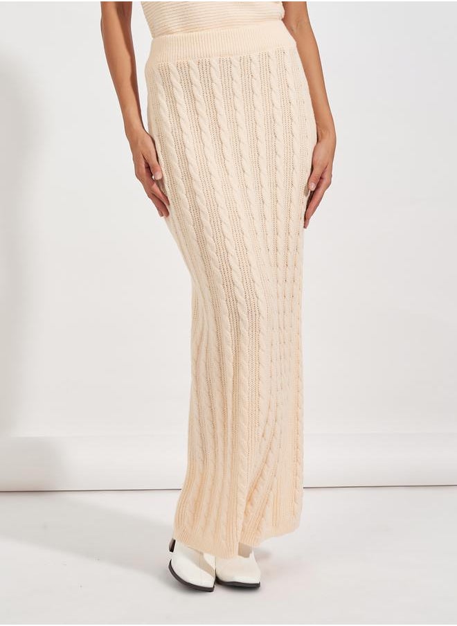 Styli Textured Cable Knit Maxi Skirt  - Image 2