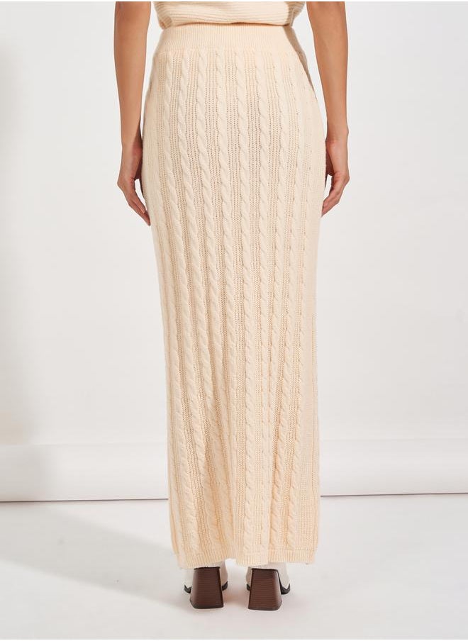 Styli Textured Cable Knit Maxi Skirt  - Image 4