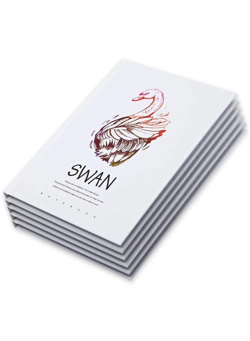 FIS Pack Of 5 Hard Cover Notebook, 96 Sheets A4 Swan Design 4 -FSNBHCA496-SWA4 - Image 3