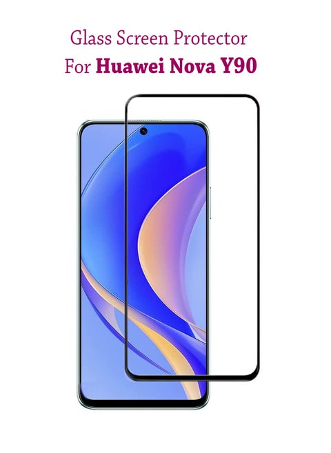 Huawei Nova Y90 Screen Protector | Tempered Glass Screen Protector Full HD Quality With Anti-Scratch Edge to Edge Coverage Including Easy Installation Kit - Black