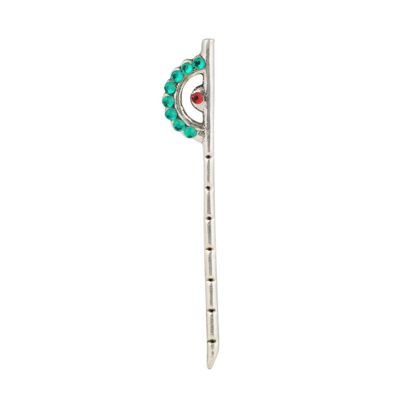 DHRUVS COLLECTION 999 Silver Designer Bansuri - Flute for Ladu Gopal Ji, Bal Krishna, for Home, Pooja, Janmashtami, Temple Decoration & Gifting Purpose (Green, 2 Grams) - Image 4