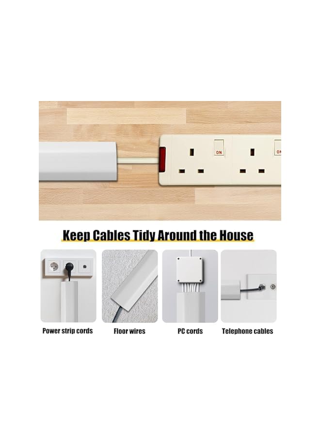 promass 2 Pcs 4ft/1.22M Cable Cover Floor - Single Cord Protector Extension Cord Covers for Floor, Floor Wire Covers for Cords,Floor Wire Cover Cord Cavity: 0.47" (W) x 0.24" (H) (White) - Image 5