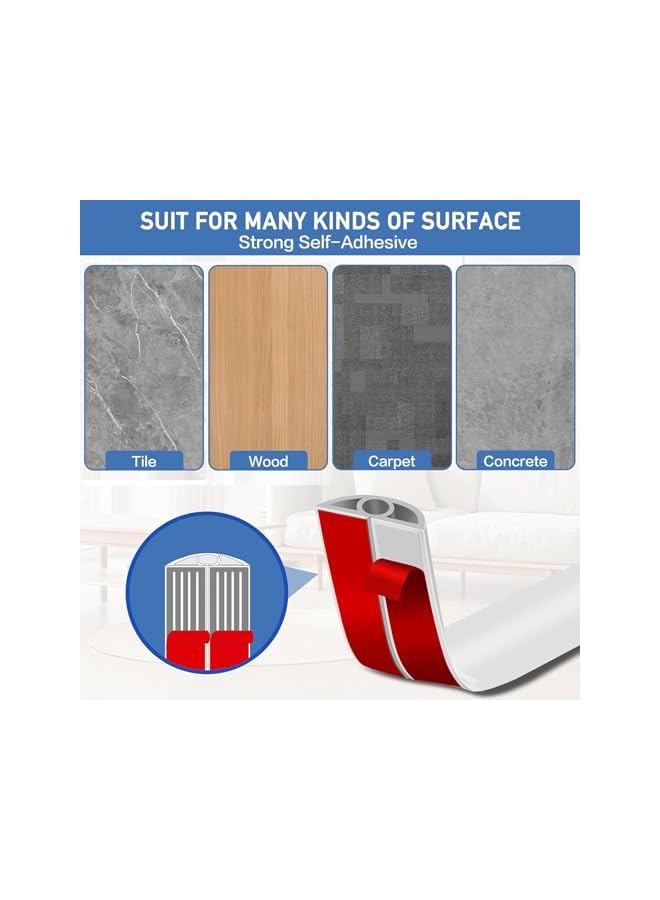 promass 2 Pcs 4ft/1.22M Cable Cover Floor - Single Cord Protector Extension Cord Covers for Floor, Floor Wire Covers for Cords,Floor Wire Cover Cord Cavity: 0.47" (W) x 0.24" (H) (White) - Image 4