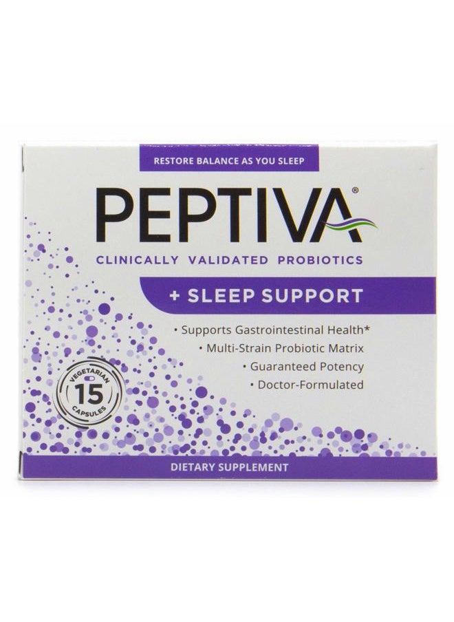 Peptiva - 26 Billion CFU Probiotic and Sleep Support - Clinically Validated Multi-Strain Probiotic - Lactobacillus and Bifidobacterium, Melatonin - 15 Count - Image 1
