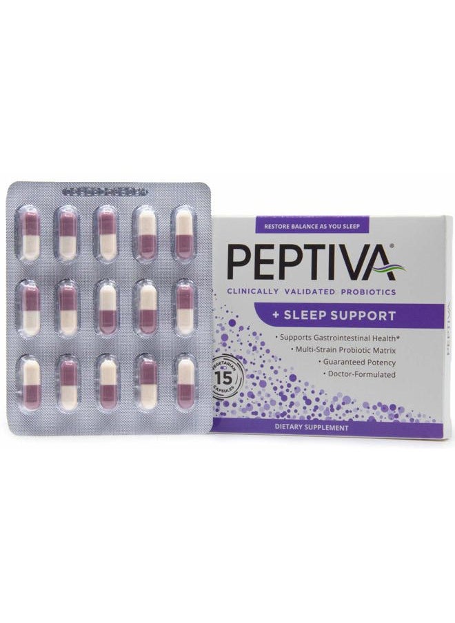 Peptiva - 26 Billion CFU Probiotic and Sleep Support - Clinically Validated Multi-Strain Probiotic - Lactobacillus and Bifidobacterium, Melatonin - 15 Count - Image 1