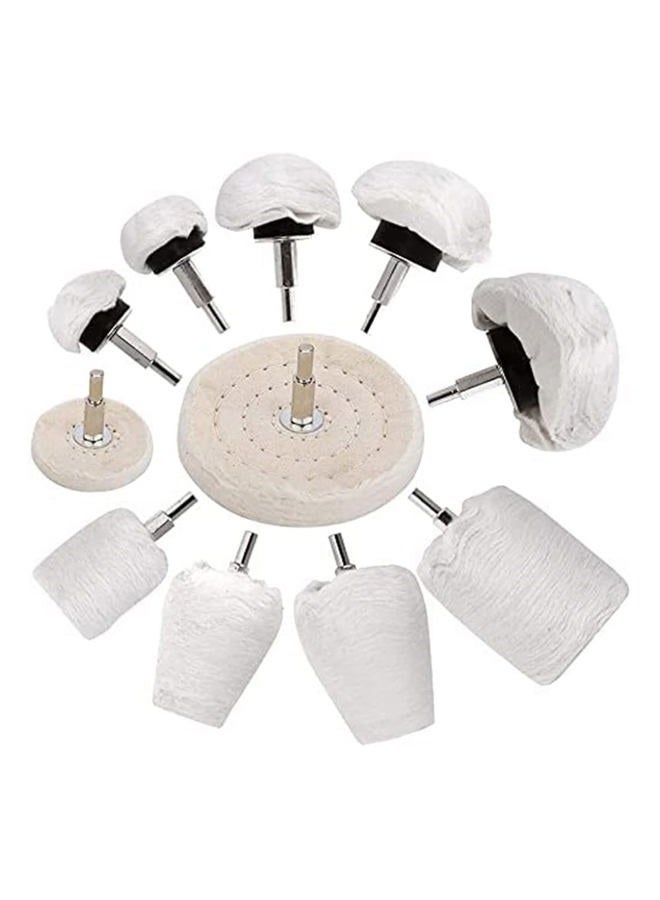 LSLANSOON 11 Pcs Buffing Wheel Set for Drill, Polishing Tool Kit, 1/4” Hex Shaft Cotton Grinding Head for Rotary Tools - Image 1