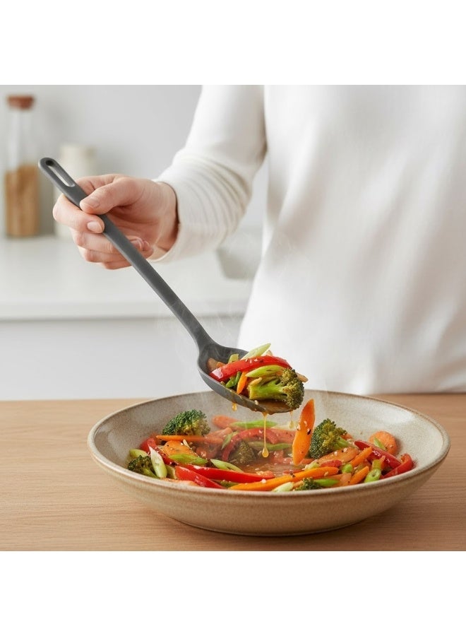 أيكيا ملعقة حساء سيليكون مقاومة للحرارة بمقبض مريح، أدوات طبخ غير لاصقة للمطبخ، أدوات مطبخ سيليكون مقاومة للحرارة 33 سم - رمادي - Image 4