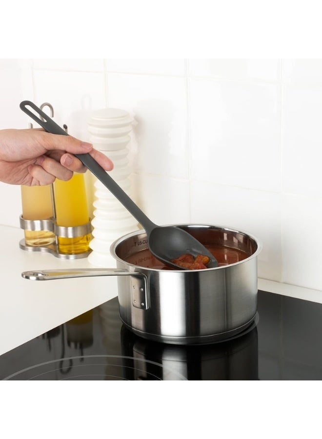 أيكيا ملعقة حساء سيليكون مقاومة للحرارة بمقبض مريح، أدوات طبخ غير لاصقة للمطبخ، أدوات مطبخ سيليكون مقاومة للحرارة 33 سم - رمادي - Image 3