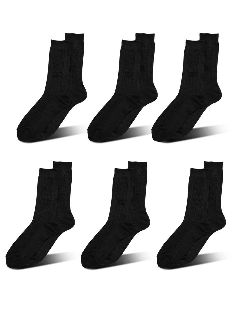 AMPM MEN'S FORMAL SOCKS (PACK OF 6) - BLACK