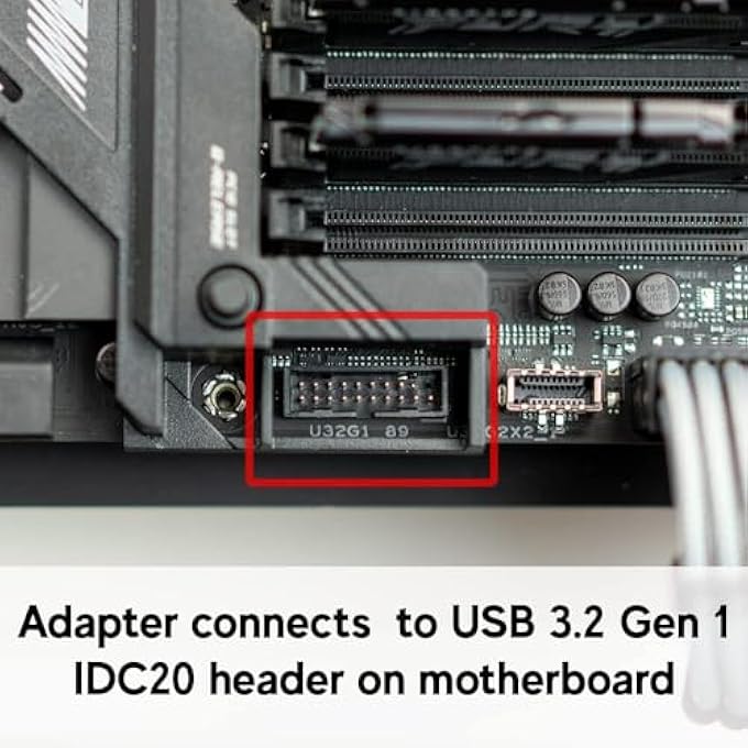rayihni - USB-C FRONT PANEL ADAPTER - CONVERTS MOTHERBOARD 3.0/3.1 IDC20 19-PIN HEADER TO TYPE-C (A-KEY) USB-C DEVICES - SOLID CONSTRUCTION FOR DURABILITY AND LONGEVITY - Image 3