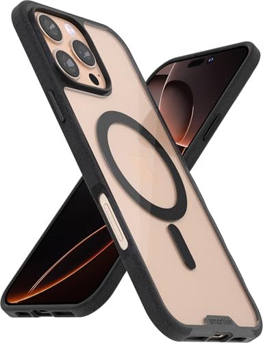 Smartish® iPhone 16 Pro Max Magnetic Case - Gripmunk Compatible with MagSafe [Lightweight + Protective] Slim & Thin Grip Cover with Microfiber Lining for Apple iPhone 16 Pro Max - Clearly Black - Image 1