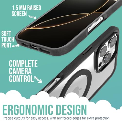 Smartish® iPhone 16 Pro Max Magnetic Case - Gripmunk Compatible with MagSafe [Lightweight + Protective] Slim & Thin Grip Cover with Microfiber Lining for Apple iPhone 16 Pro Max - Clearly Black - Image 3