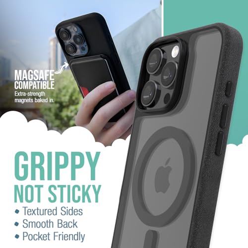 Smartish® iPhone 16 Pro Max Magnetic Case - Gripmunk Compatible with MagSafe [Lightweight + Protective] Slim & Thin Grip Cover with Microfiber Lining for Apple iPhone 16 Pro Max - Clearly Black - Image 2