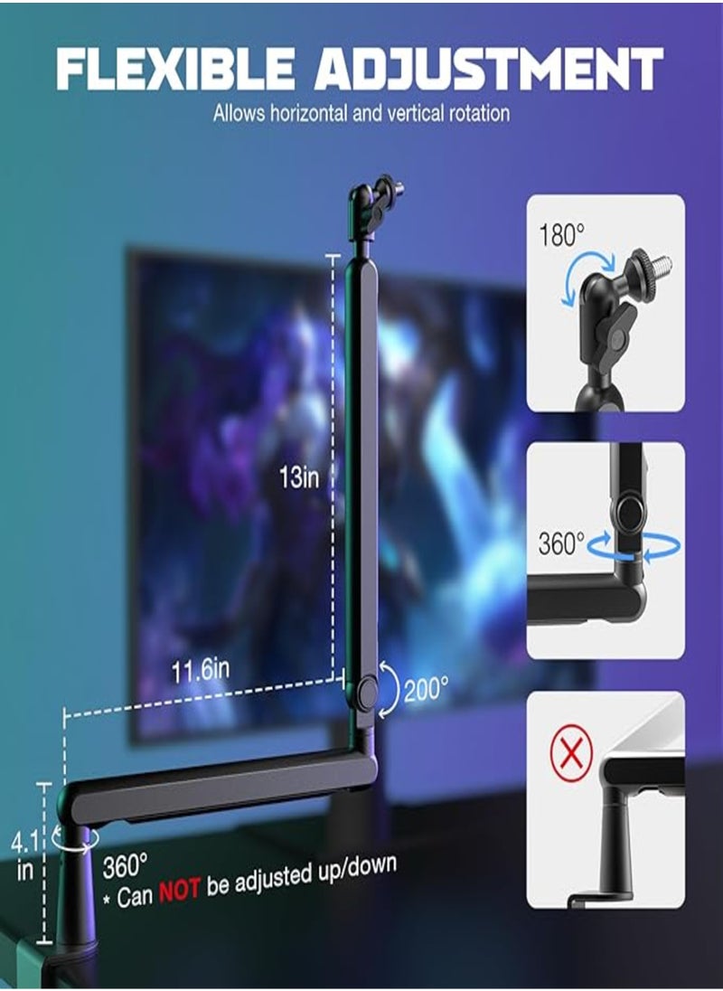 FIFINE FIFINE Microphone Boom Arm, Low Profile Adjustable Stick Microphone Arm Stand with Desk Mount Clamp, Screw Adapter, Cable Management, for Podcast Streaming Gaming Studio-BM88  - Image 4