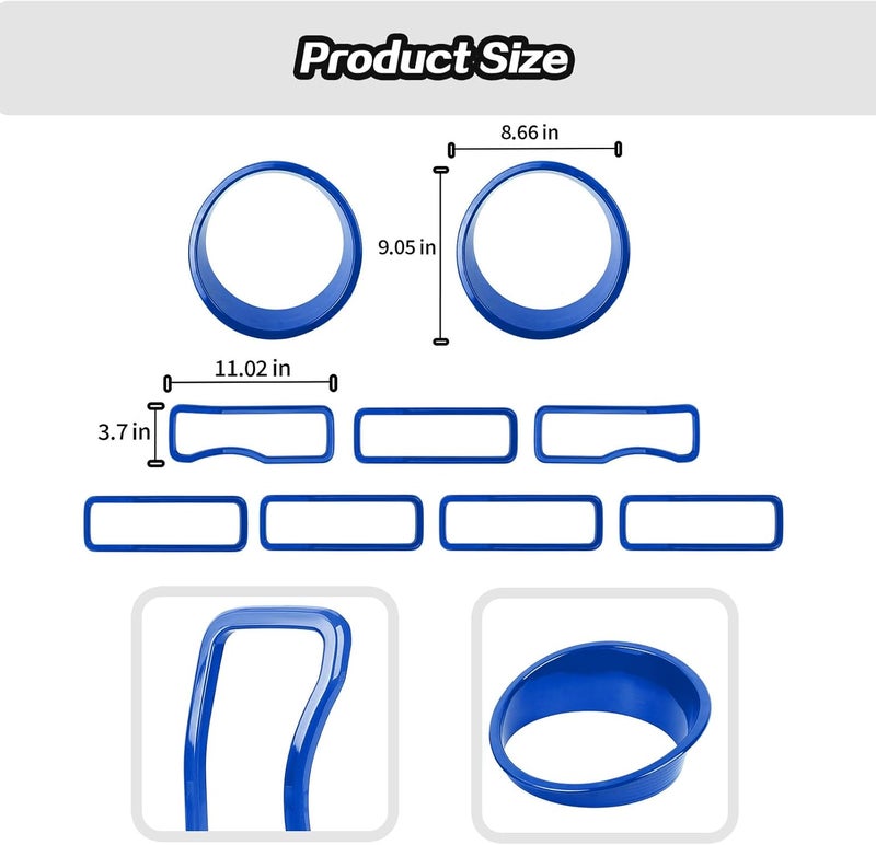 JeCar Grill Inserts & Headlight Cover Trim Accessories for 2024+ Jeep Wrangler JL (Blue) - Image 4