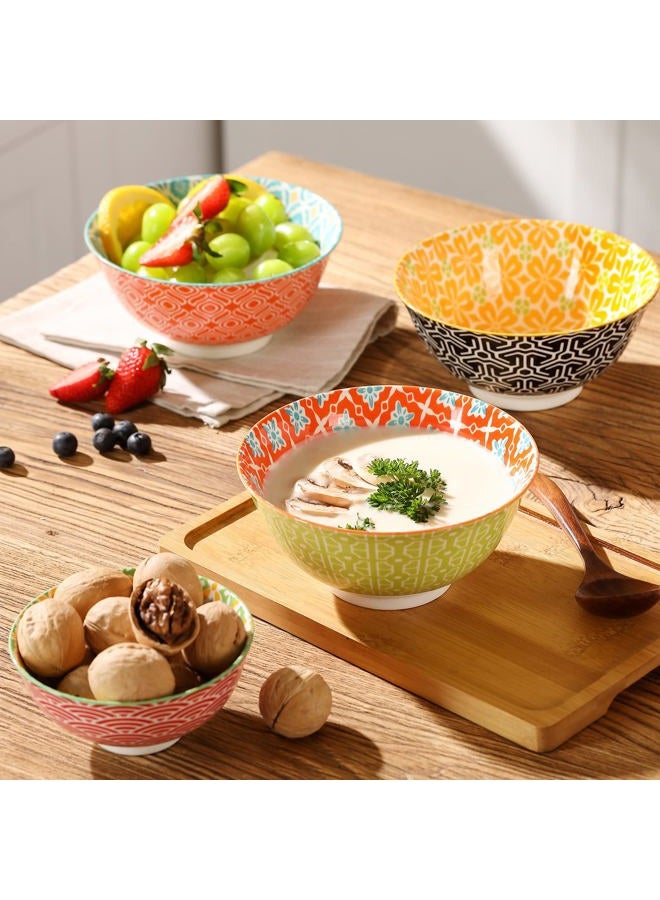 Metahom Ceramic Cereal Bowls, 23 Oz Colorful Bowls for Kitchen, Deep Soup Bowls Set for Dessert, Salad, Pasta, Ice Cream, Oatmeal, Set of 6 - Image 3