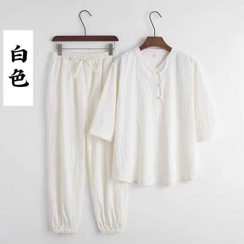 Taoist Jusin Clothing Men's Temple Meditation Zen Clothing Women's Cotton Linen Style Zen Style Tang Suit National Tide suit - Image 1