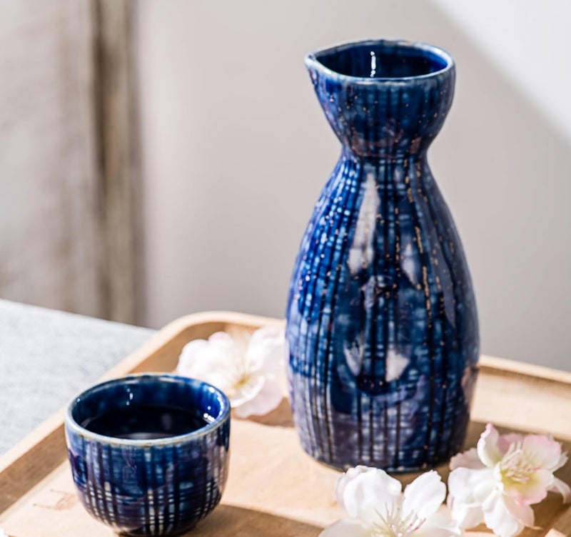 UNICASA Sake Set 5 Pieces,Traditional Sake Cups, Ceramic Cup Crafts Wine Glasses, Include One Sake Bottle 210ml and Four Sake Cups 50ml - Image 4