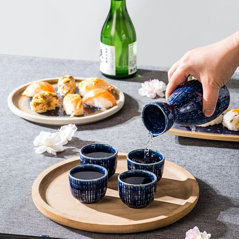UNICASA Sake Set 5 Pieces,Traditional Sake Cups, Ceramic Cup Crafts Wine Glasses, Include One Sake Bottle 210ml and Four Sake Cups 50ml - Image 3
