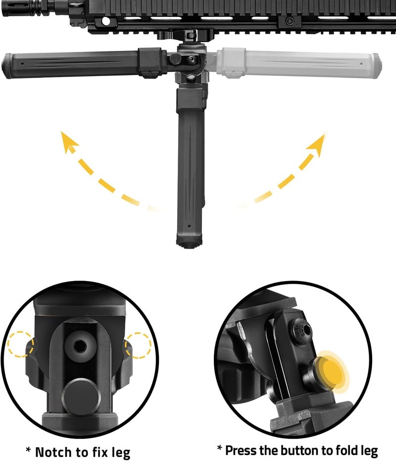 CVLIFE Quick Release Rifle Bipod with 360° Swivel and Adjustable Height for Shooting and Hunting - Image 4