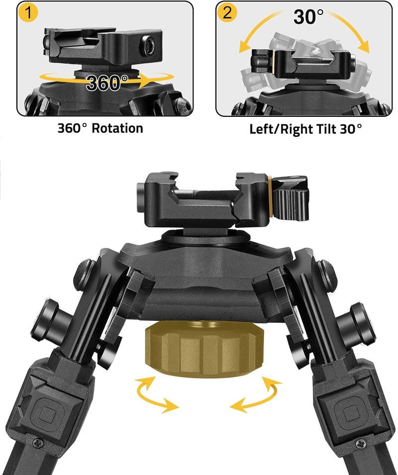 CVLIFE Quick Release Rifle Bipod with 360° Swivel and Adjustable Height for Shooting and Hunting - Image 3