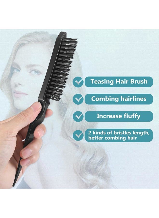 O BRUSHZOO BRUSHZOO Hair Styling Set: Detangling Brushes for Curly Hair with Teasing Brush, Rat Tail Comb, and Edge Brush for Women, Men, and Kids (Black) - Image 5