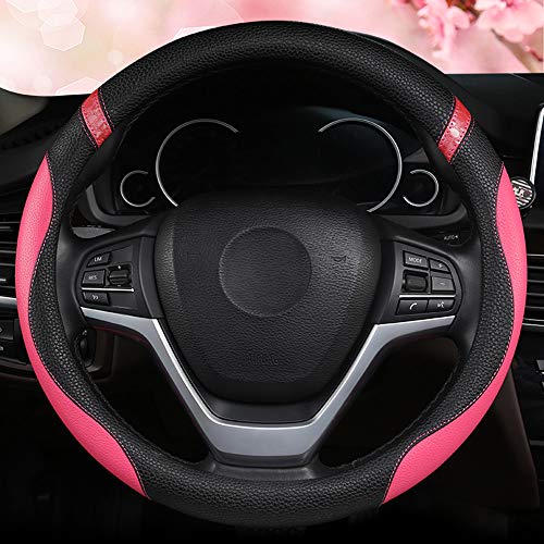 Cxtiy Universal Leather Steering Wheel Cover for Women Steering Wheel Cover for Car 15 inch (Rose) - Image 3