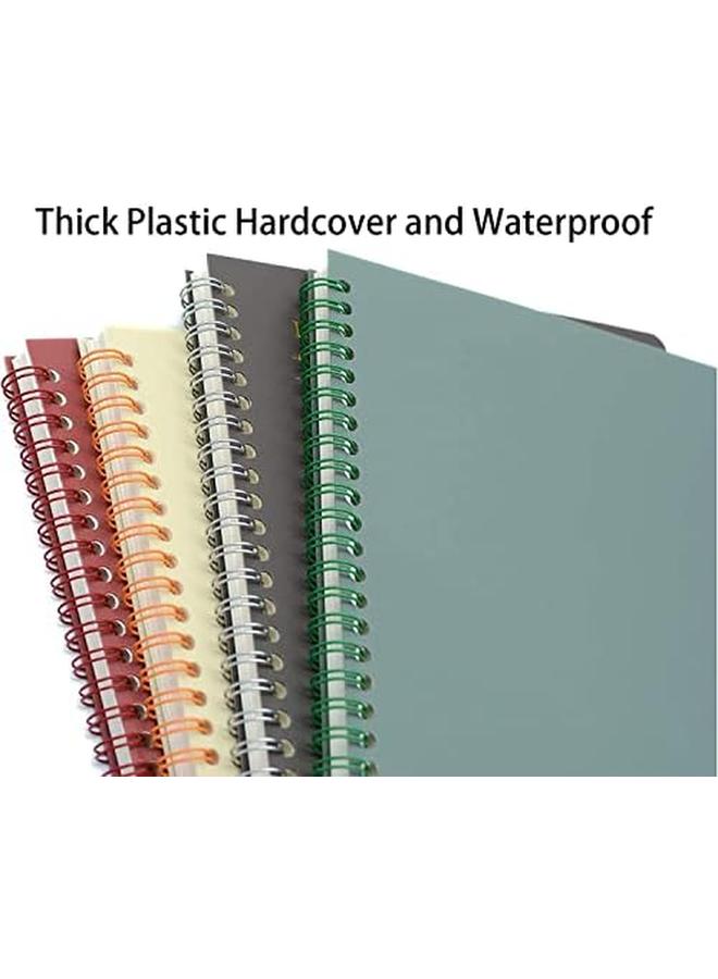 KASTWAVE Spiral Notebooks 4 Pack 4 Subject College Ruled Paper A5 8.3X5.9Inch Thick Plastic Hardcover 80 Sheets For Study And Notes Red Brown Green Beige - Image 3