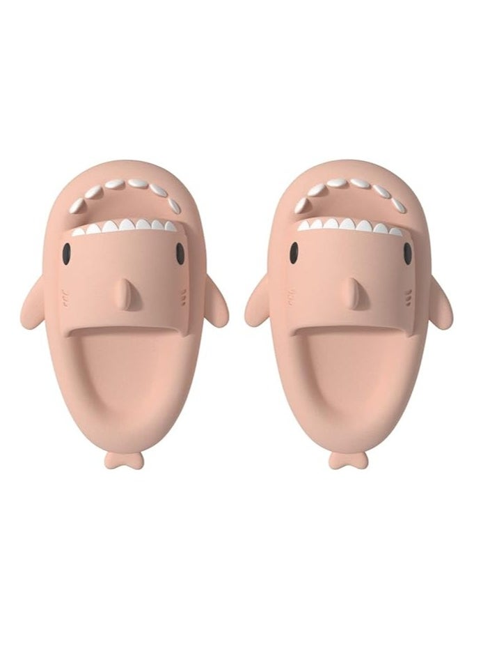 AIWANTO Shark Slippers Kids Shark Themed Cute Slipper Anti-Slip Novelty Open Toe Slides For Boy Girls (Pink-26-27EU)  - Image 2