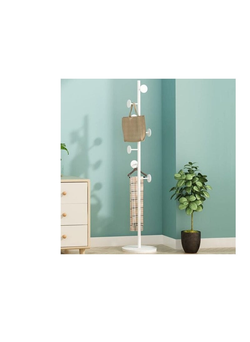 Uaejj Coat Rack Standing Clothes Rack Hat Hanger, Metal Rack Hanger Hook Stand (Round, White) - Image 1