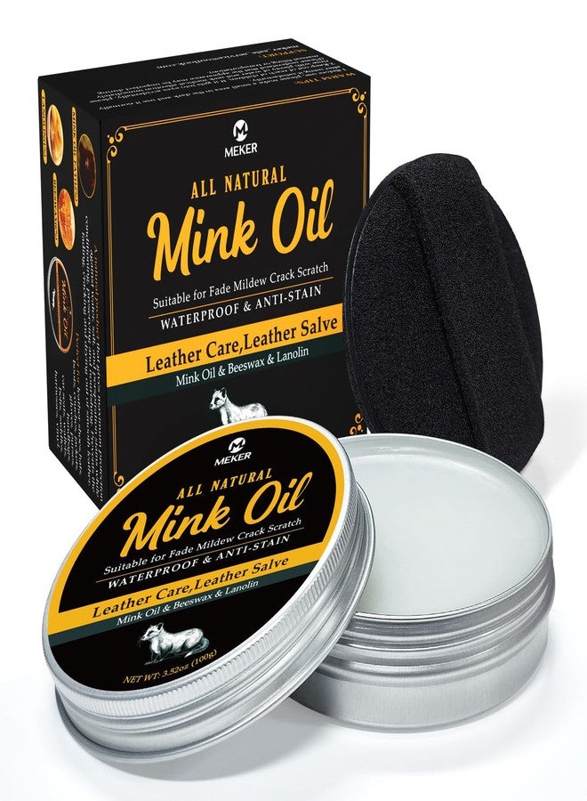 MEKER Mink Oil for Leather Boots, Leather Conditioner and Cleaner 3.52 oz-All-Natural Waterproof Soften and Restore Shoes - Image 1
