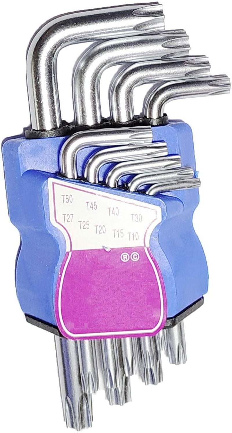 Inditrust مجموعة مفكات L نوع 9 قطع ومفتاح ألين مزدوج الطرف ومفتاح سداسي ومفتاح توركس ومفتاح نجمي وأدوات يدوية - Image 1