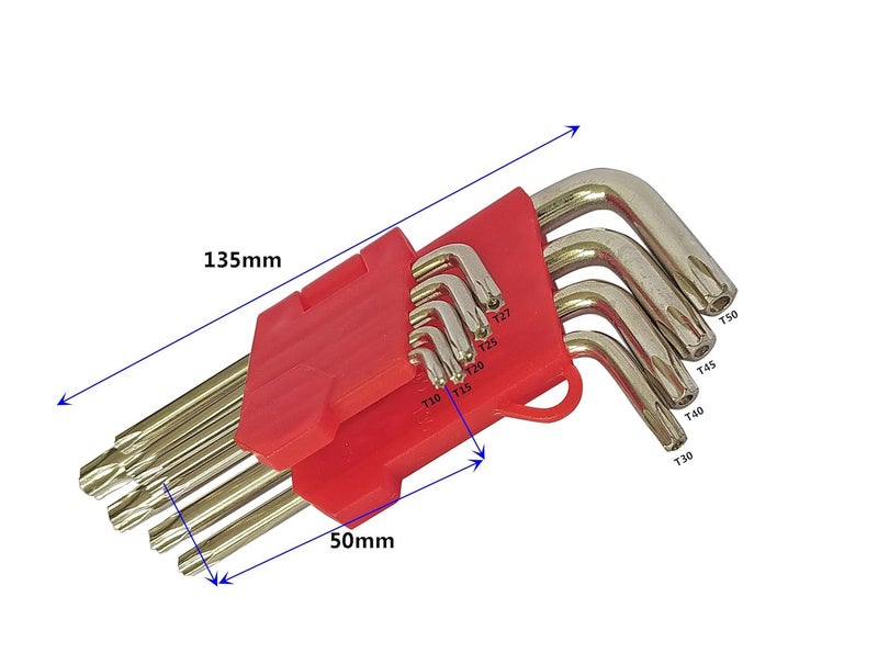Inditrust مجموعة مفكات L نوع 9 قطع ومفتاح ألين مزدوج الطرف ومفتاح سداسي ومفتاح توركس ومفتاح نجمي وأدوات يدوية - Image 2
