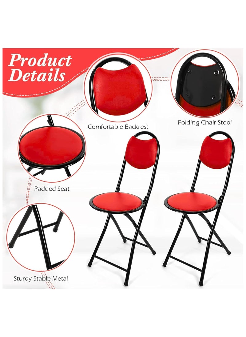 ECVV Premium Foldable Metal Chair | Cushioned Seat & Backrest | Space-Saving Design | Comfortable & Durable for Home, Office, Dining, Conference & Outdoor | Red  - Image 3