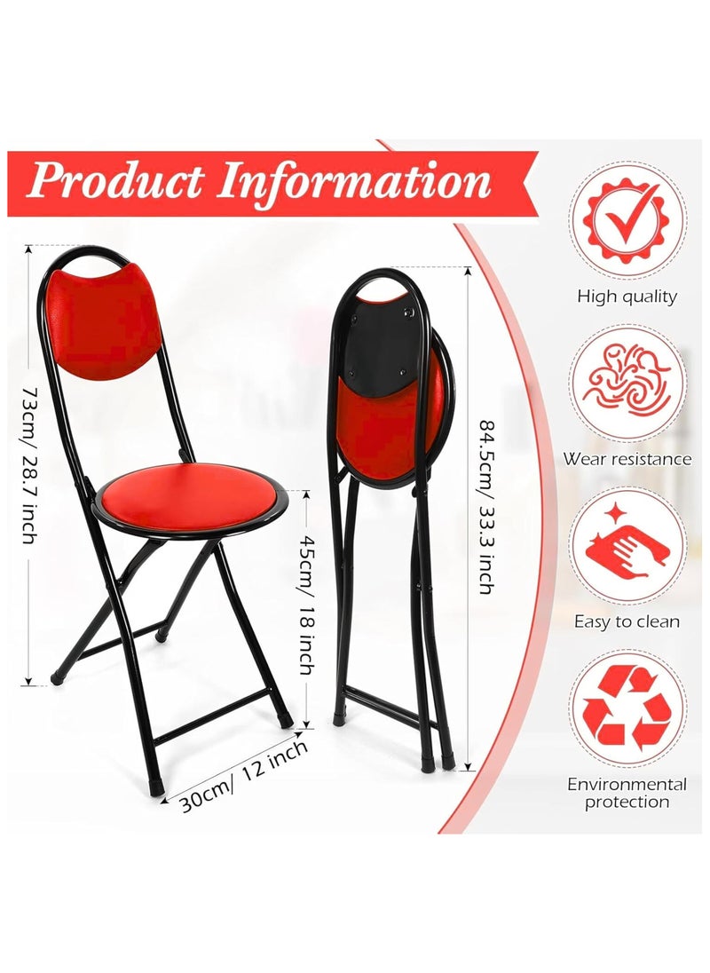 ECVV Premium Foldable Metal Chair | Cushioned Seat & Backrest | Space-Saving Design | Comfortable & Durable for Home, Office, Dining, Conference & Outdoor | Red  - Image 2