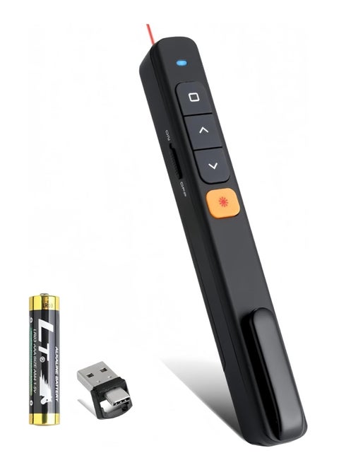Wireless Presenter Remote Wireless Presentation Clicker Type C & USB A 2 in 1 Laser Pointer Volume Control PowerPoint Presentations For Cats Mac Office Computer PPT