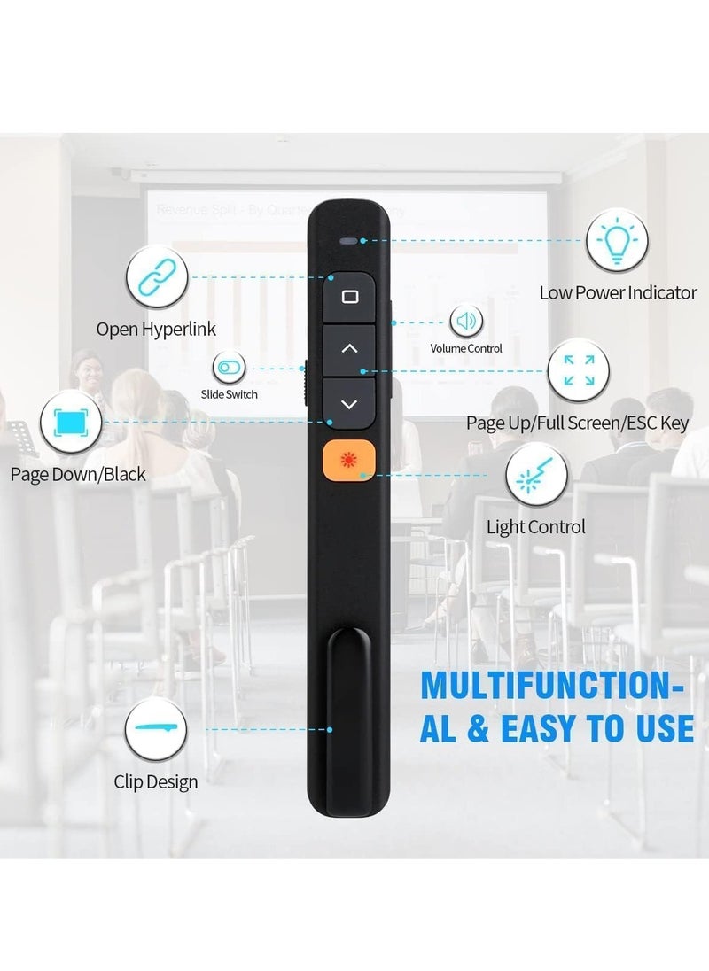 Verci - Wireless Presenter Remote Wireless Presentation Clicker Type C & USB A 2 in 1 Laser Pointer Volume Control PowerPoint Presentations For Cats Mac Office Computer PPT - Image 1