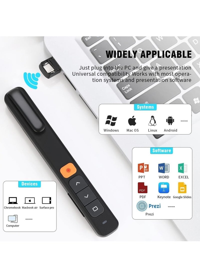 Verci - Wireless Presenter Remote Wireless Presentation Clicker Type C & USB A 2 in 1 Laser Pointer Volume Control PowerPoint Presentations For Cats Mac Office Computer PPT - Image 1