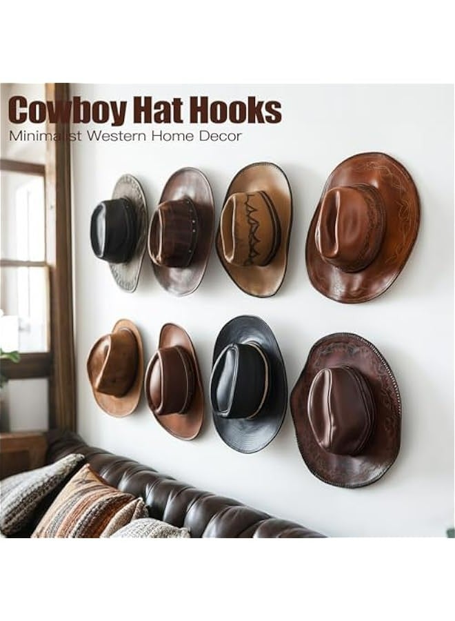 8 Pack Black Cowboy Hat Rack for Wall - Strong Adhesive Organizer Baseball Caps Western Room Decor - Image 2