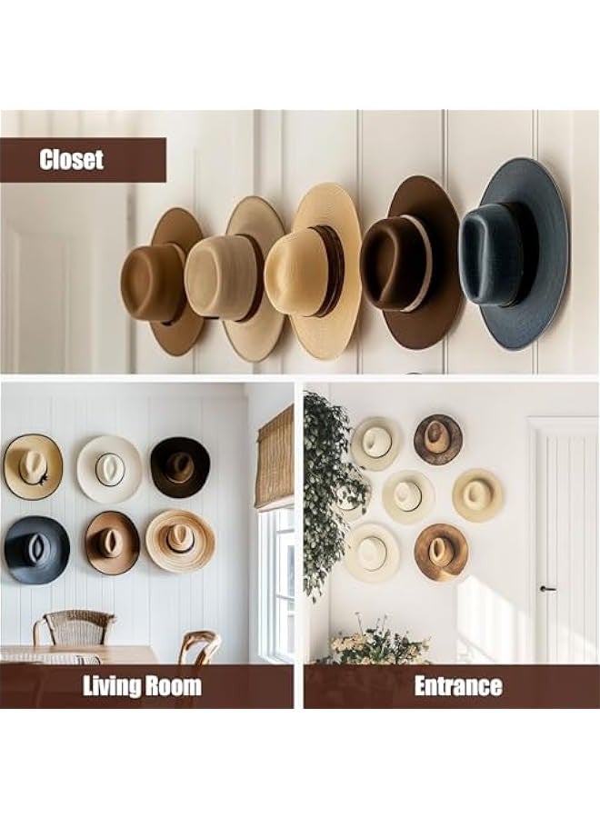 8 Pack Black Cowboy Hat Rack for Wall - Strong Adhesive Organizer Baseball Caps Western Room Decor - Image 5