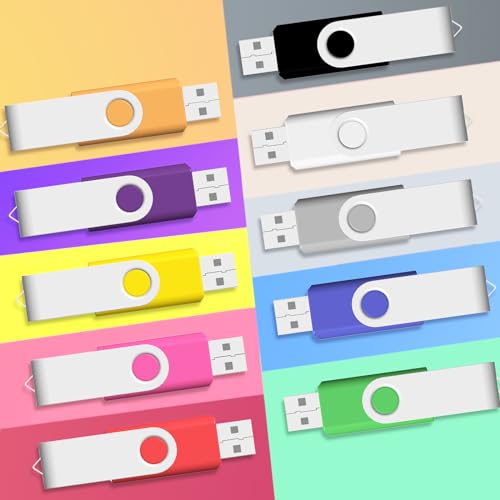 JBOS 4GB USB Flash Drive, Flash Stick 4 GB 10 Pack Memory Stick JBOS Swivel Thumb Drives Gig Stick USB2.0 Pen Drive for Fold Digital Date Storage, Zip Drive, Jump Drive, Disk Key, USB Stick, Mixed Colors - Image 2