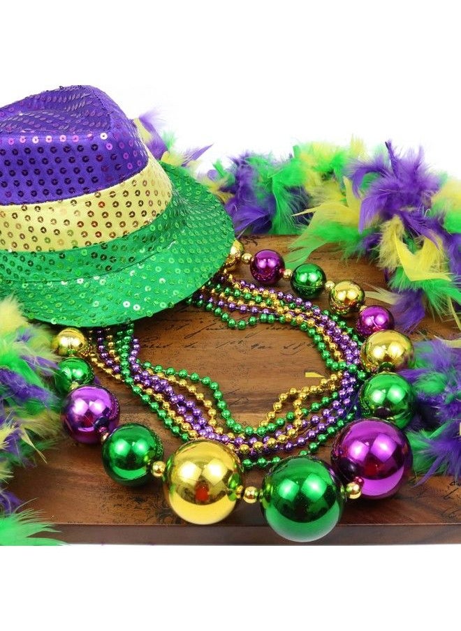 GiftExpress Mardi Gras 46” Jumbo Ball Bead Necklaces And 33” 7Mm Assorted Metallic Color Beaded Necklaces Bundle Set For Party Favors Mardi Gras Festivals Mardi Gras Parades  - Image 3