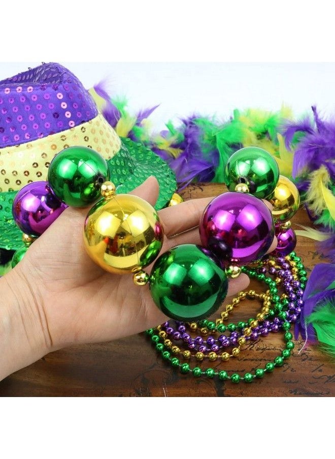 GiftExpress Mardi Gras 46” Jumbo Ball Bead Necklaces And 33” 7Mm Assorted Metallic Color Beaded Necklaces Bundle Set For Party Favors Mardi Gras Festivals Mardi Gras Parades  - Image 4