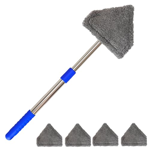 Conliwell Windshield Squeegee Car Cleaning Tool, Equipped with 4 Reusable and Washable Ultra-Fine Fiber Pads, 13-16.7 inches Extendable Handle Can Rotate 180° Suitable for Car Glass and Household Windows - Image 1