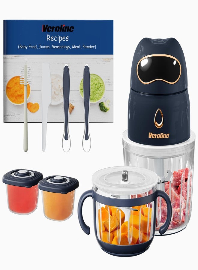 Veroline Baby Food Maker, 10-in-1 Baby Food Processor Set with 2 Glass Bowls (600ml+300ml), Baby Food Blender for Baby Puree, Fruit, Meat, Vegatable, Baby Food Storage Containers, Baby Essentials - Image 1