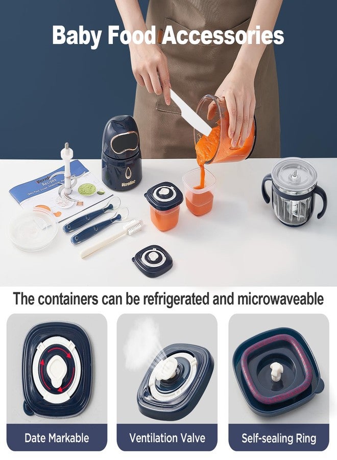 Veroline Baby Food Maker, 10-in-1 Baby Food Processor Set with 2 Glass Bowls (600ml+300ml), Baby Food Blender for Baby Puree, Fruit, Meat, Vegatable, Baby Food Storage Containers, Baby Essentials - Image 2