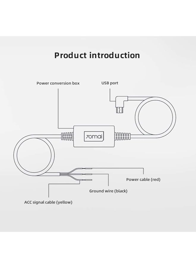 Xiaomi 70Mai Hardwire Cable Kit For 24H Parking Monitoring For A500, A800 & Dashcam Wide(Midrive Up02) - Image 2