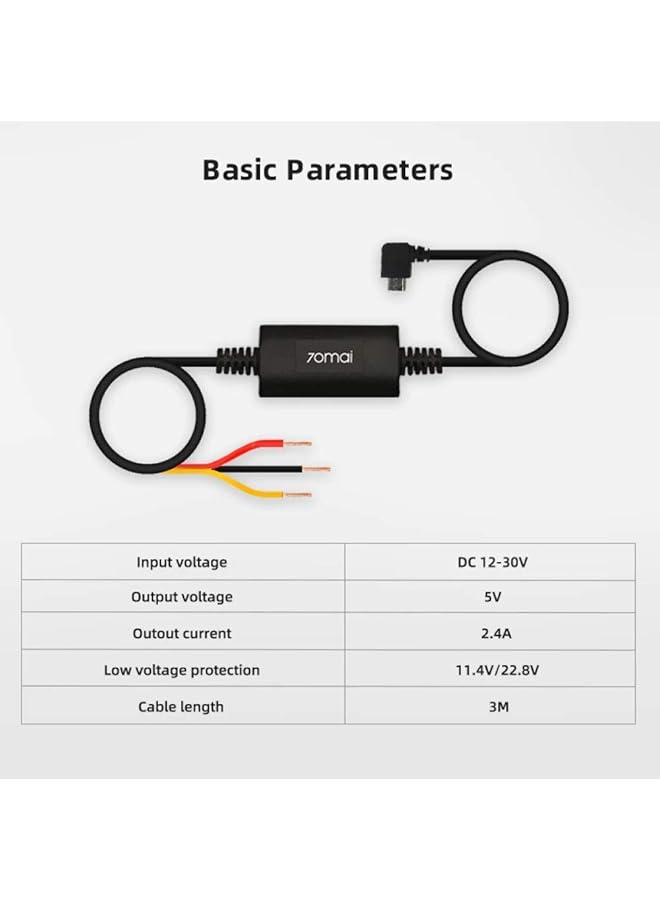 Xiaomi 70Mai Hardwire Cable Kit For 24H Parking Monitoring For A500, A800 & Dashcam Wide(Midrive Up02) - Image 5