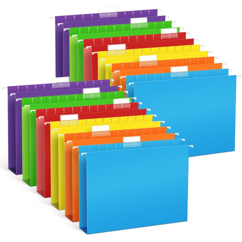 V-Opitos 12 Pack 1 Inch Expansion Hanging File Folders, Letter Size Hanging Folders with 1/5-Cut Adjustable Tab, Extra Capacity Hanging File Folders, Ideal School Classroom, Office Supplies - Image 1