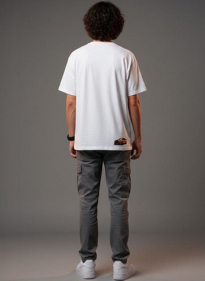 OUTLAWS Men's Graphic Printed Oversized T-Shirt in White | Color Lock Technology | No Shrinkage | Soft, Breathable & Comfortable Casual Streetwear - Image 4